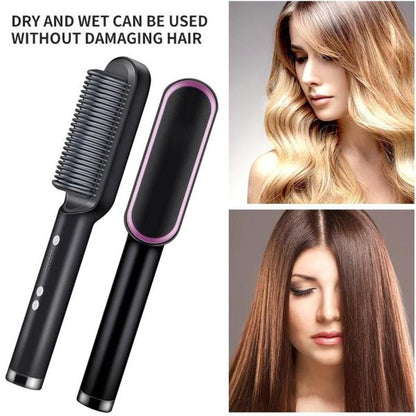 2 in 1 Hair Straightener Comb & Curler Electric Heated Hair Styler Tool