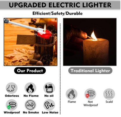 Electric Lighter With USB Charging For Kitchen - Led Battery Display Rotate 360 Degrees